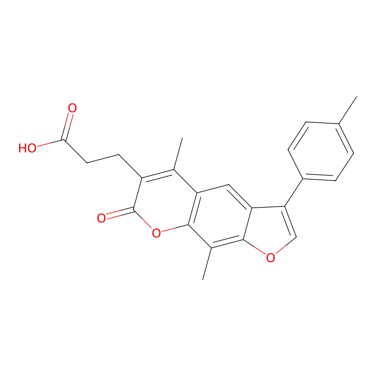 3-[5,9-dimethyl-3-(4-methylphenyl)-7-oxo-7H-furo[3,2-g]chromen-6-yl]propanoic acid molecular structure, CAS 859863-15-3