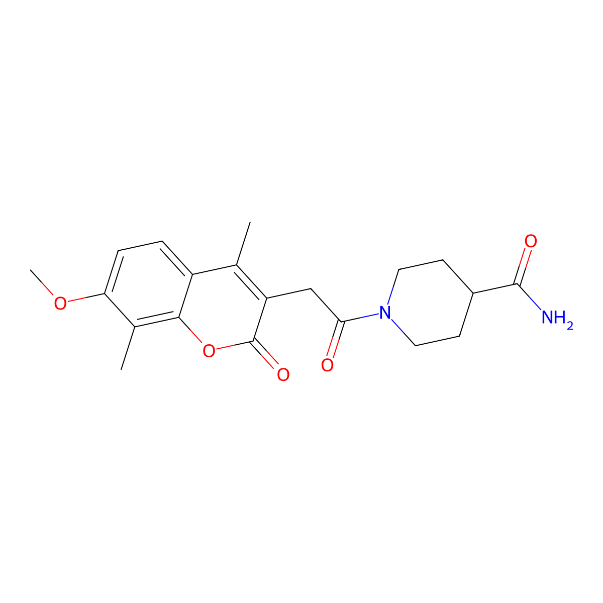 1-[(7-methoxy-4,8-dimethyl-2-oxo-2H-chromen-3-yl)acetyl]piperidine-4-carboxamide molecular structure, CAS 859863-52-8