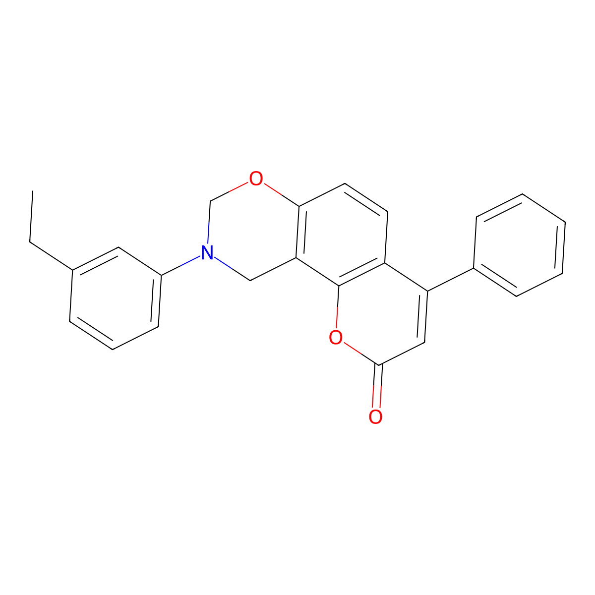 9-(3-ethylphenyl)-4-phenyl-9,10-dihydro-2H,8H-chromeno[8,7-e][1,3]oxazin-2-one molecular structure, CAS 859864-00-9