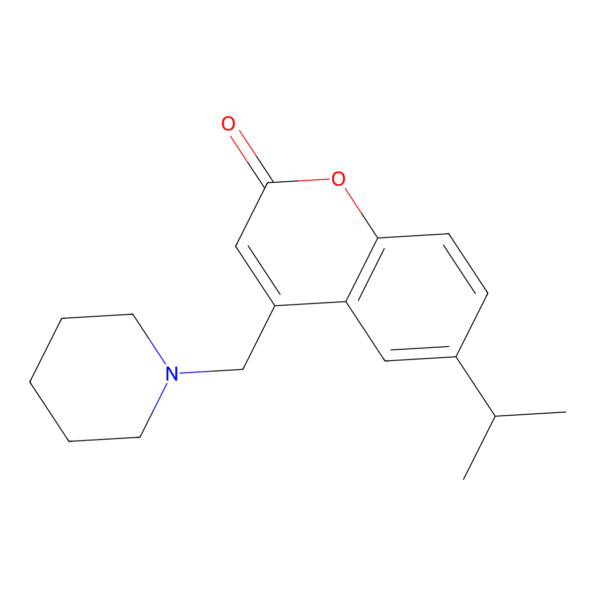 4-(Piperidin-1-ylmethyl)-6-propan-2-ylchromen-2-one molecular structure, CAS 859864-50-9