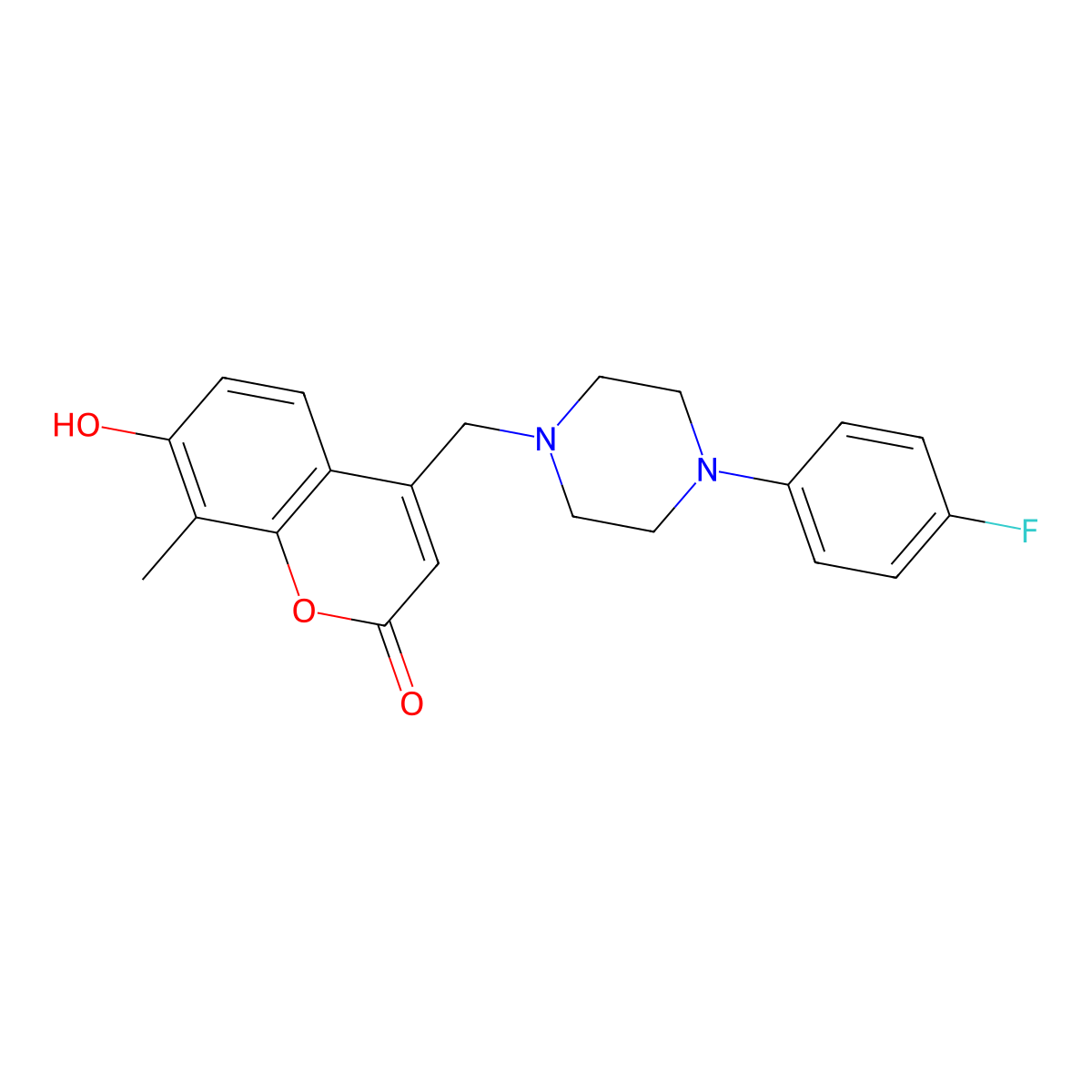 4-{[4-(4-fluorophenyl)piperazin-1-yl]methyl}-7-hydroxy-8-methyl-2H-chromen-2-one molecular structure, CAS 859864-56-5