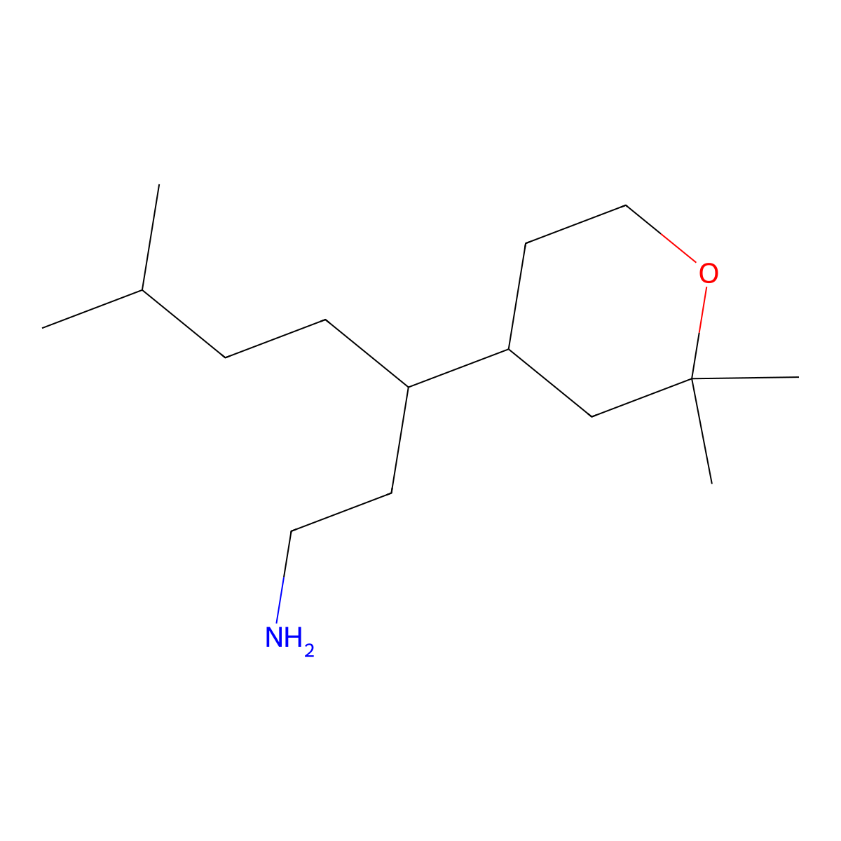 3-(2,2-dimethyltetrahydro-2H-pyran-4-yl)-6-methylheptan-1-amine molecular structure, CAS 859866-67-4