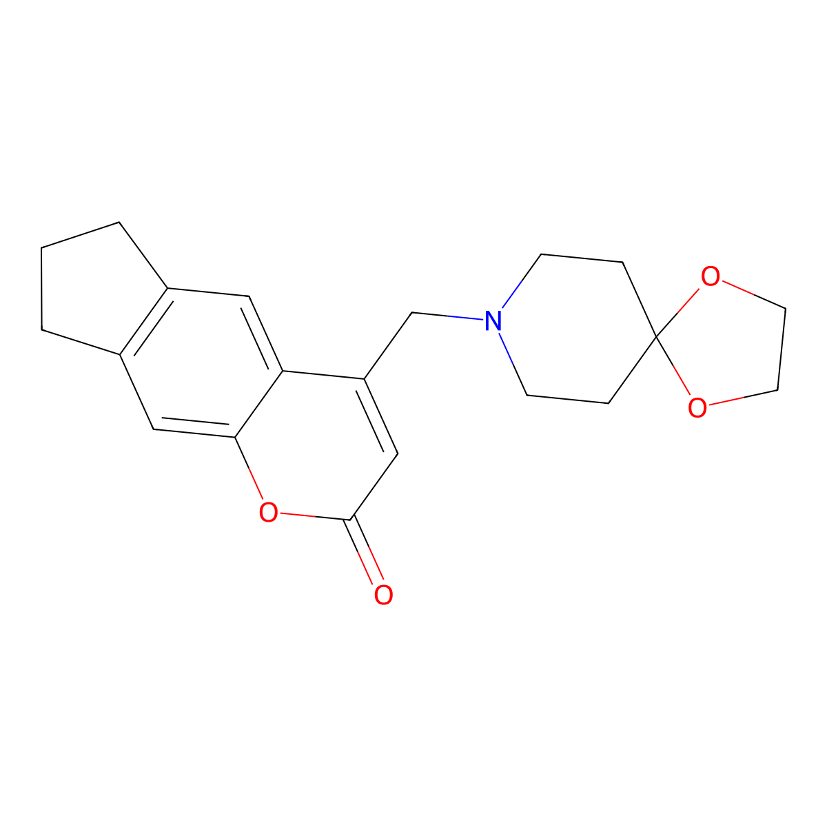 4-(1,4-dioxa-8-azaspiro[4.5]dec-8-ylmethyl)-7,8-dihydrocyclopenta[g]chromen-2(6H)-one molecular structure, CAS 859867-91-7