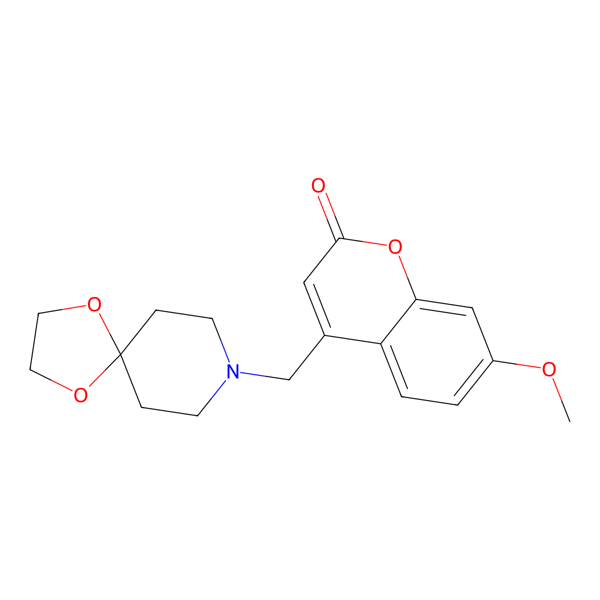 4-(1,4-dioxa-8-azaspiro[4.5]decan-8-ylmethyl)-7-methoxy-2H-chromen-2-one molecular structure, CAS 859868-50-1