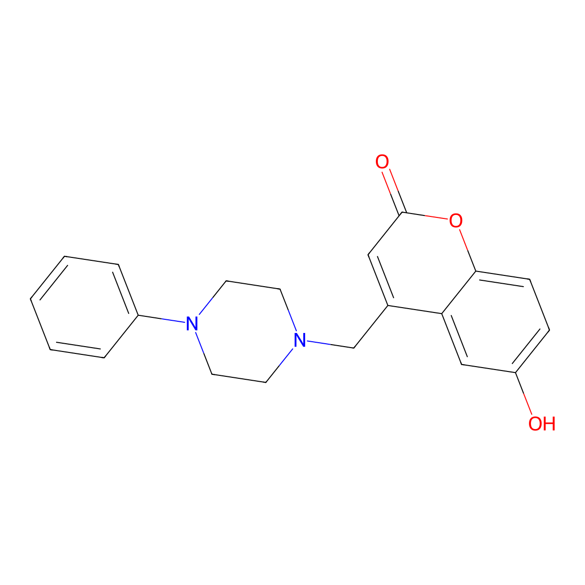 6-Hydroxy-4-[(4-phenylpiperazin-1-yl)methyl]chromen-2-one molecular structure, CAS 859870-09-0