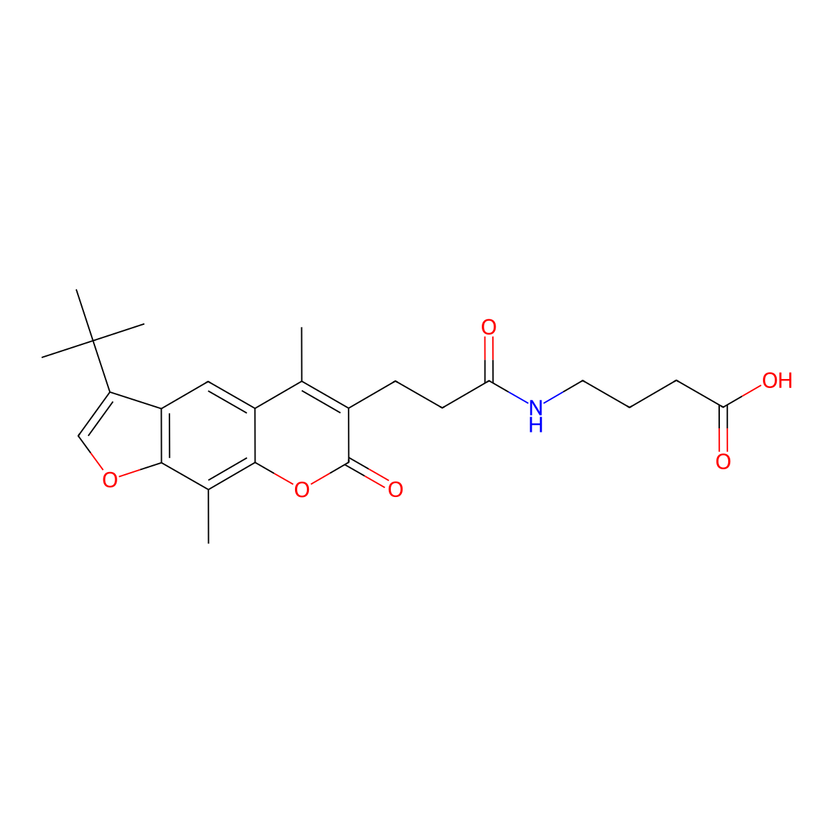 4-{[3-(3-tert-butyl-5,9-dimethyl-7-oxo-7H-furo[3,2-g]chromen-6-yl)propanoyl]amino}butanoic acid molecular structure, CAS 859870-53-4