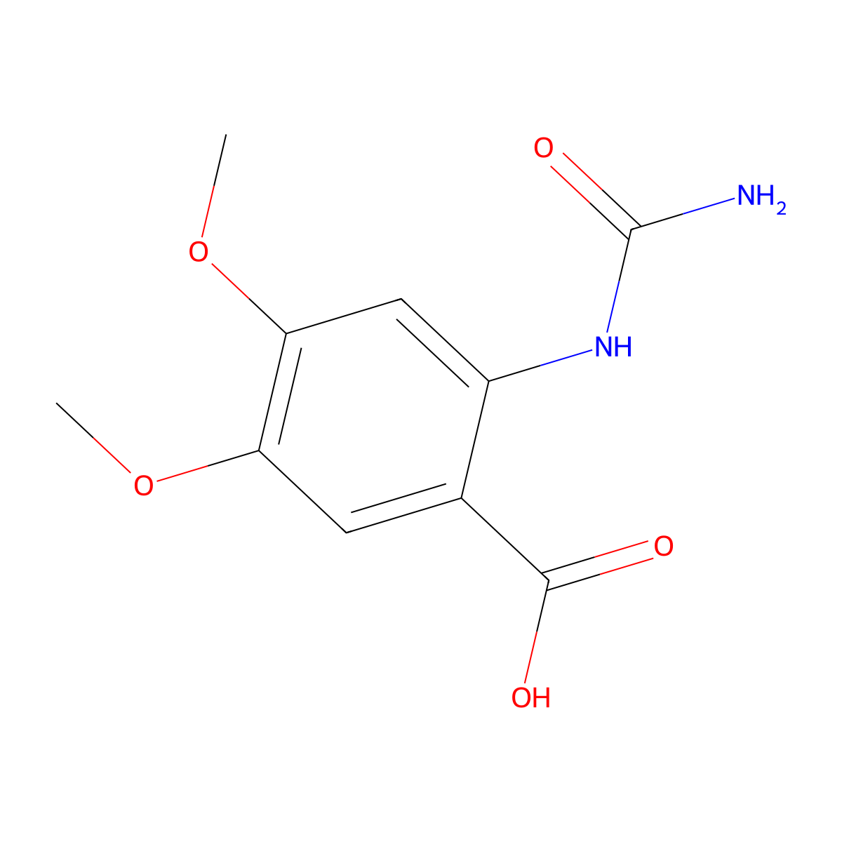 2-[(Aminocarbonyl)amino]-4,5-dimethoxybenzoic acid molecular structure, CAS 859912-32-6
