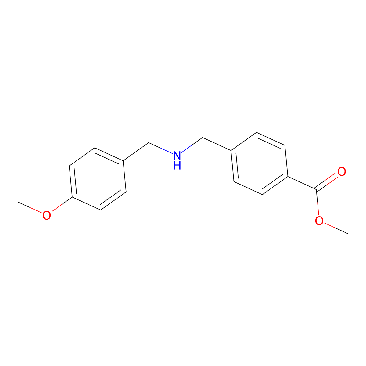 Methyl 4-({[(4-methoxyphenyl)methyl]amino}methyl)benzoate molecular structure, CAS 859914-04-8