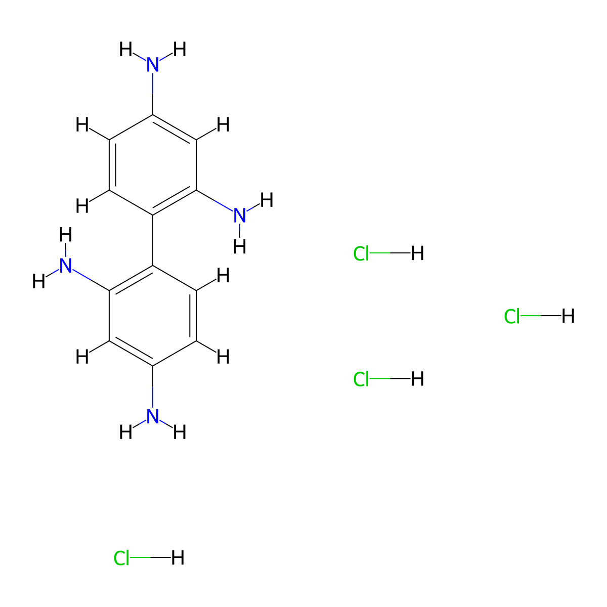 [1,1'-Biphenyl]-2,2',4,4'-tetraamine tetrahydrochloride molecular structure, CAS 859930-62-4