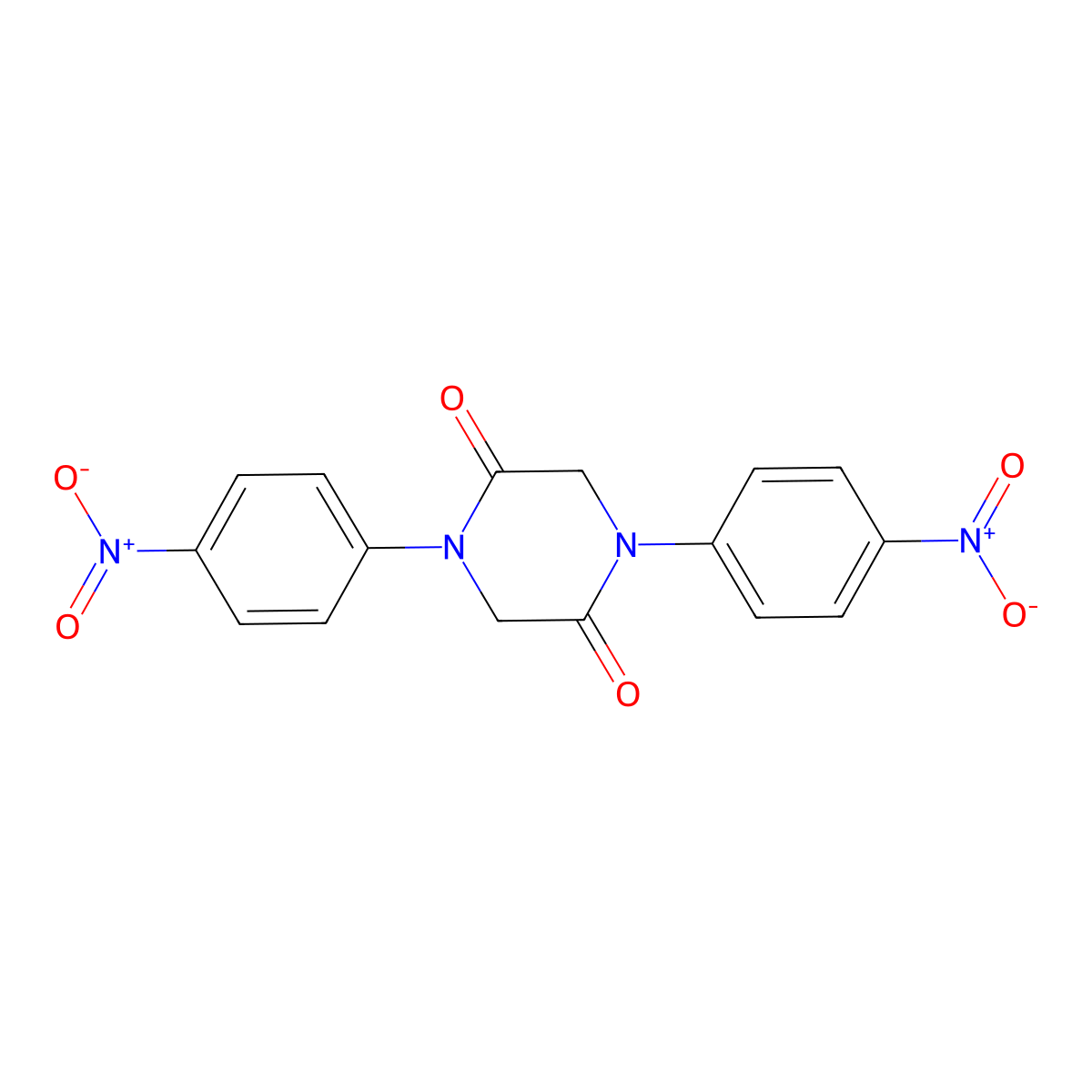 1,4-Bis(4-nitrophenyl)piperazine-2,5-dione molecular structure, CAS 859953-42-7