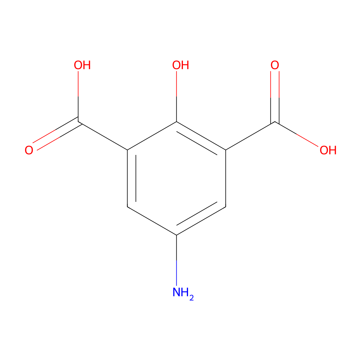 5-Amino-2-hydroxybenzene-1,3-dicarboxylic acid molecular structure, CAS 859964-08-2