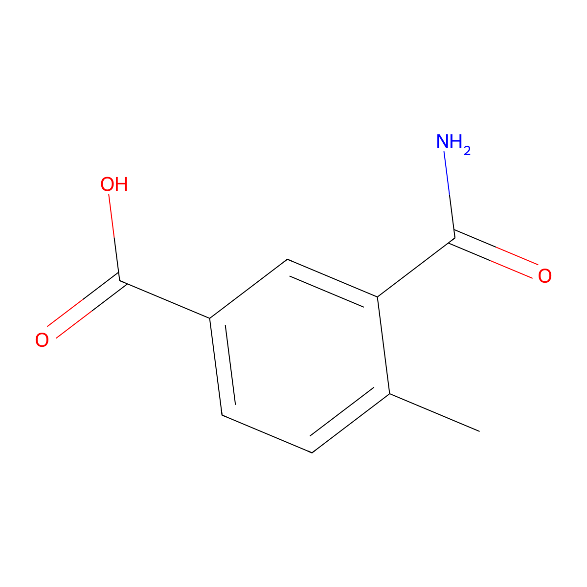 3-Carbamoyl-4-methylbenzoic acid molecular structure, CAS 859964-28-6