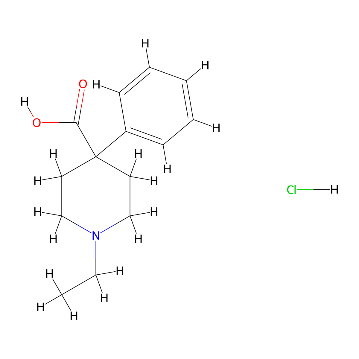 1-Ethyl-4-phenylpiperidine-4-carboxylic acid hydrochloride molecular structure, CAS 859964-88-8