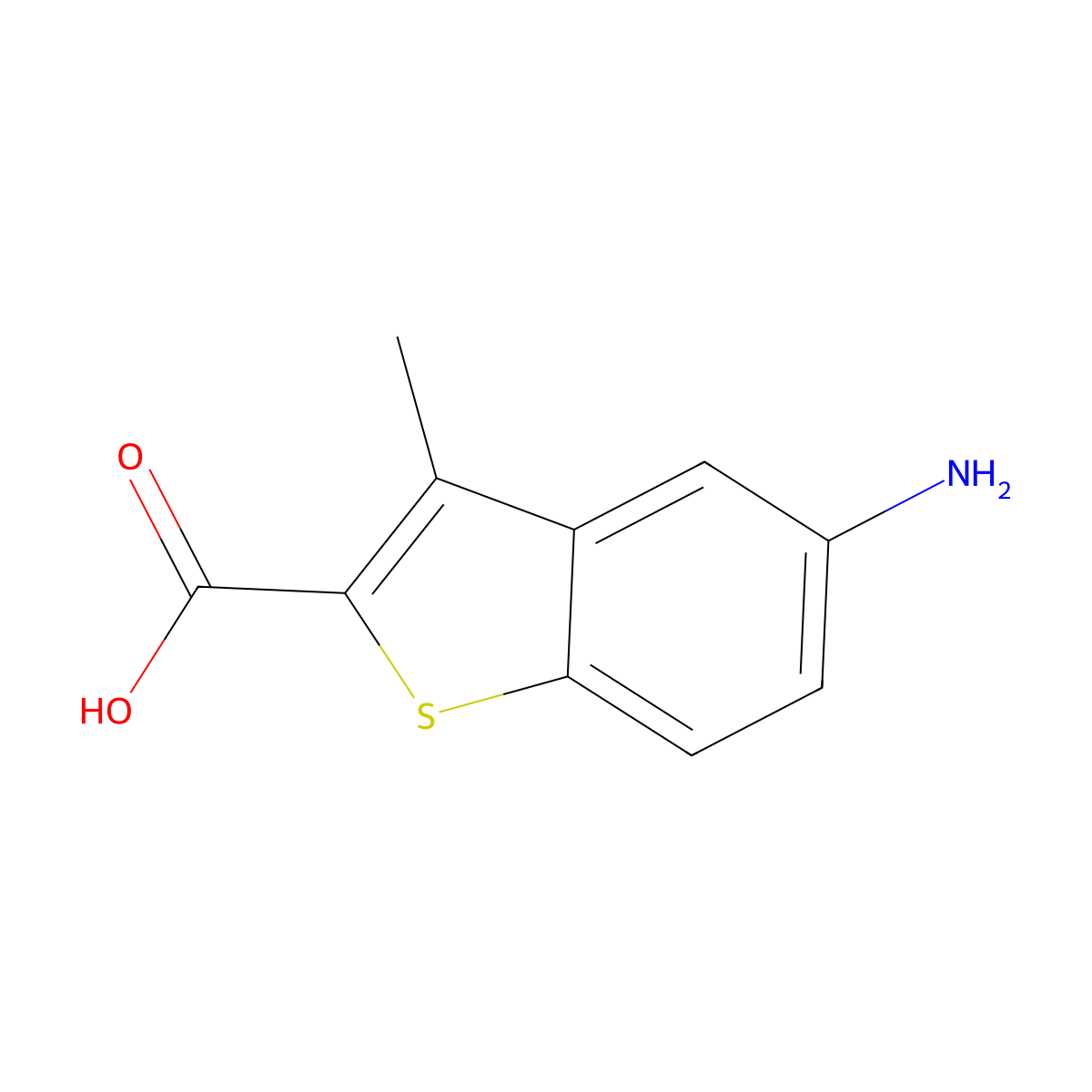 5-Amino-3-methyl-1-benzothiophene-2-carboxylic acid molecular structure, CAS 859969-60-1