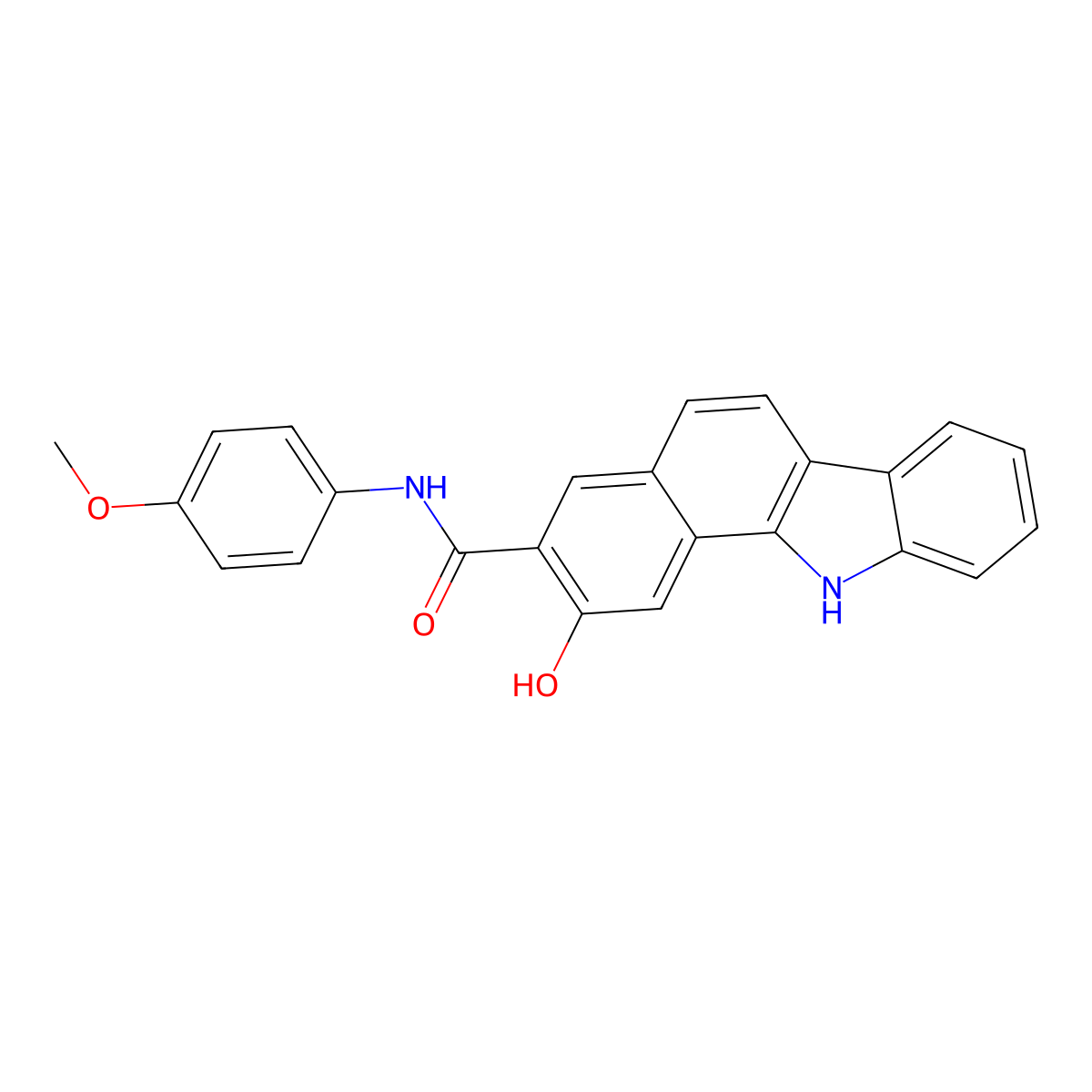 11H-Benzo[a]carbazole-3-carboxamide, 2-hydroxy-N-(4-methoxyphenyl)- molecular structure, CAS 86-19-1