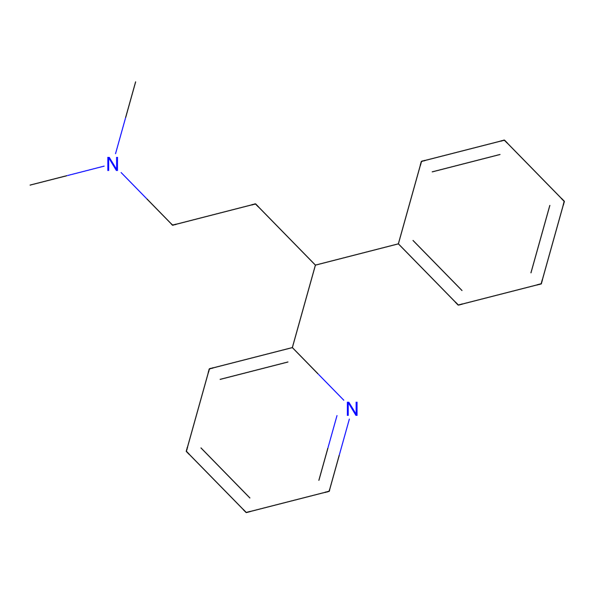 Pheniramine molecular structure, CAS 86-21-5