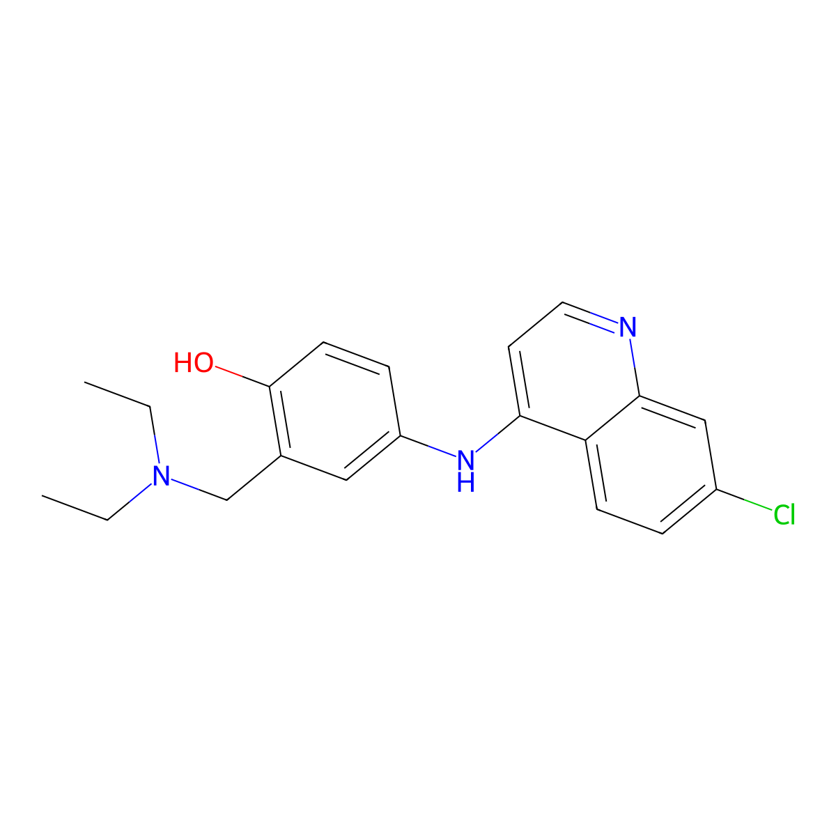 Amodiaquine molecular structure, CAS 86-42-0