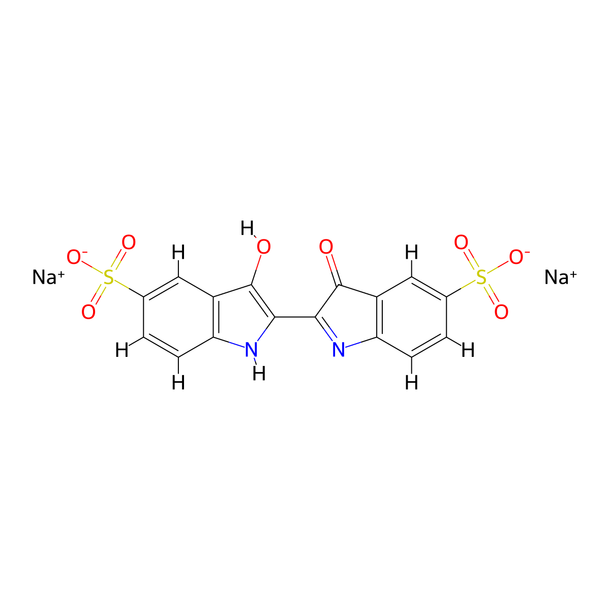 Indigo carmine molecular structure, CAS 860-22-0