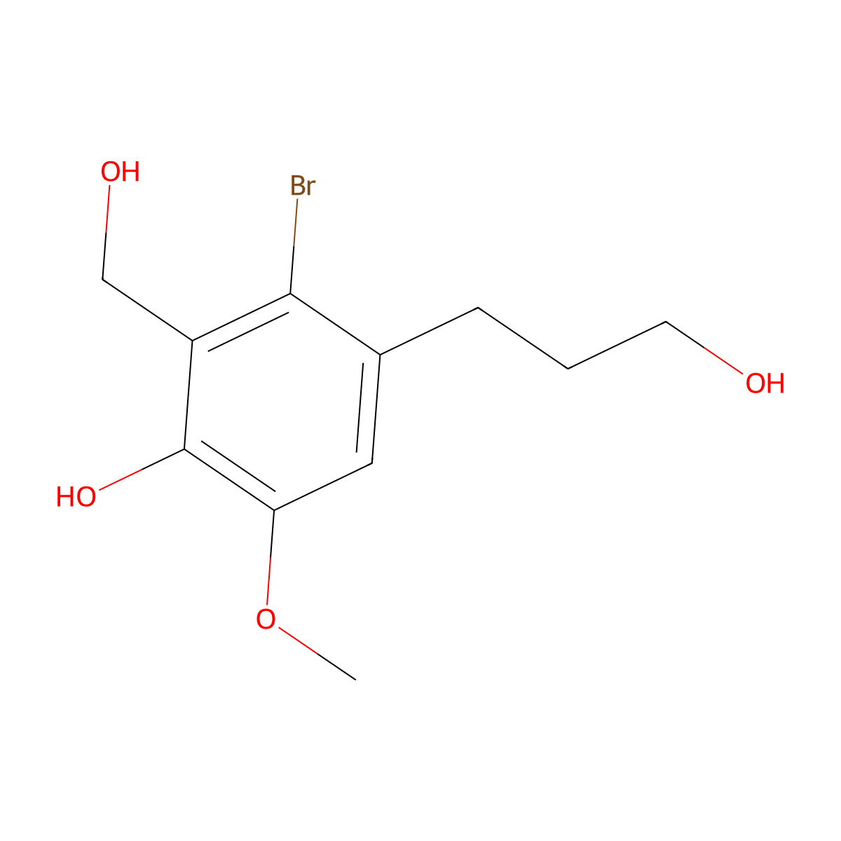 3-Bromo-2-(hydroxymethyl)-4-(3-hydroxypropyl)-6-methoxyphenol molecular structure, CAS 860001-18-9