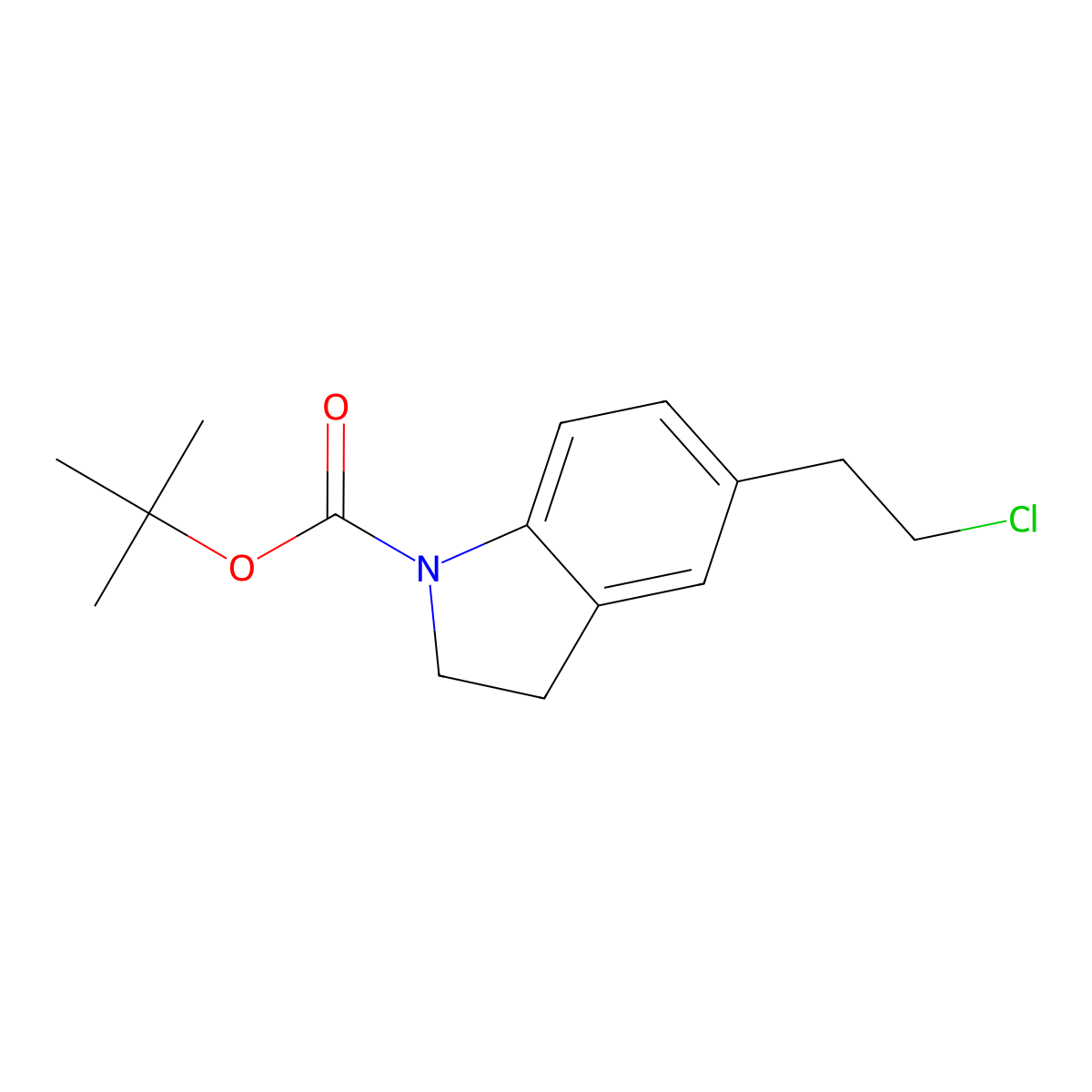 tert-butyl 5-(2-chloroethyl)-2,3-dihydro-1H-indole-1-carboxylate molecular structure, CAS 860024-94-8