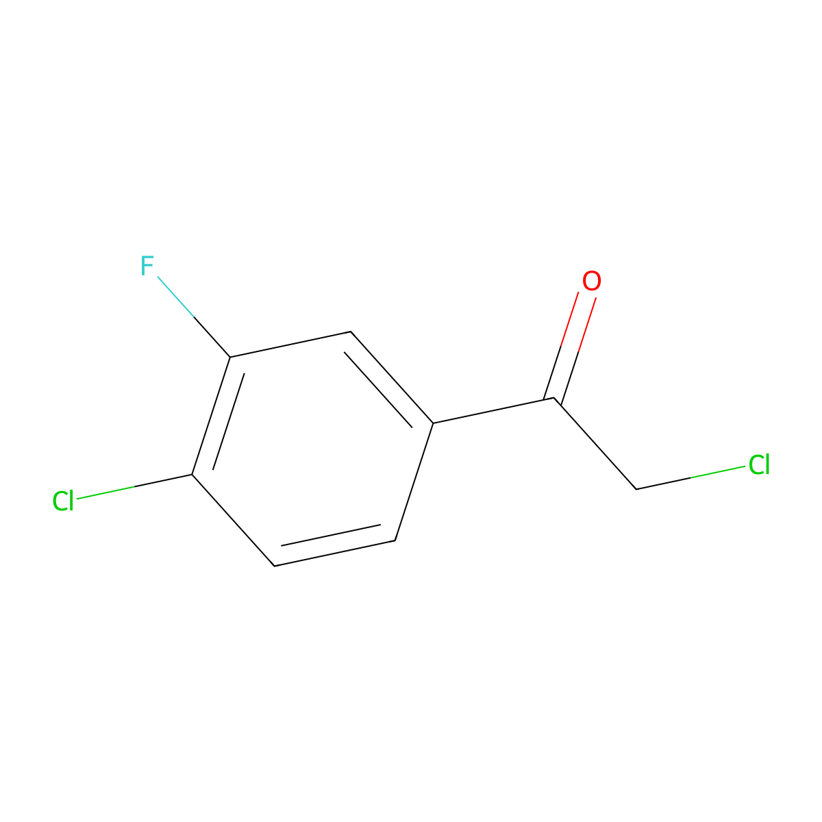 2-Chloro-1-(4-chloro-3-fluorophenyl)ethan-1-one molecular structure, CAS 860029-79-4