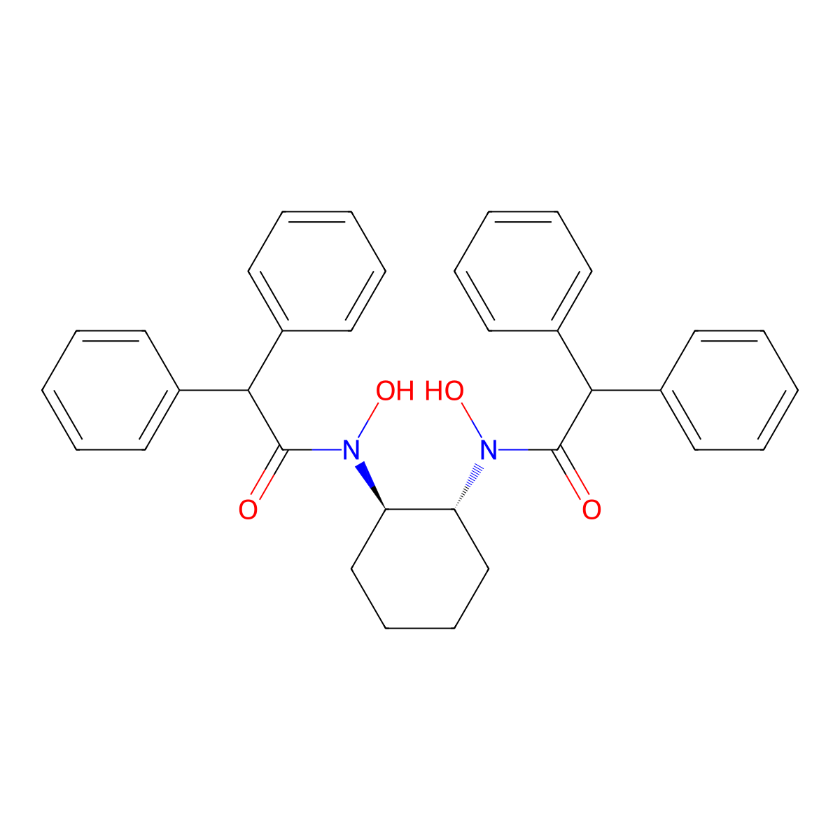 N,N'-((1R,2R)-Cyclohexane-1,2-diyl)bis(N-hydroxy-2,2-diphenylacetamide) molecular structure, CAS 860036-16-4