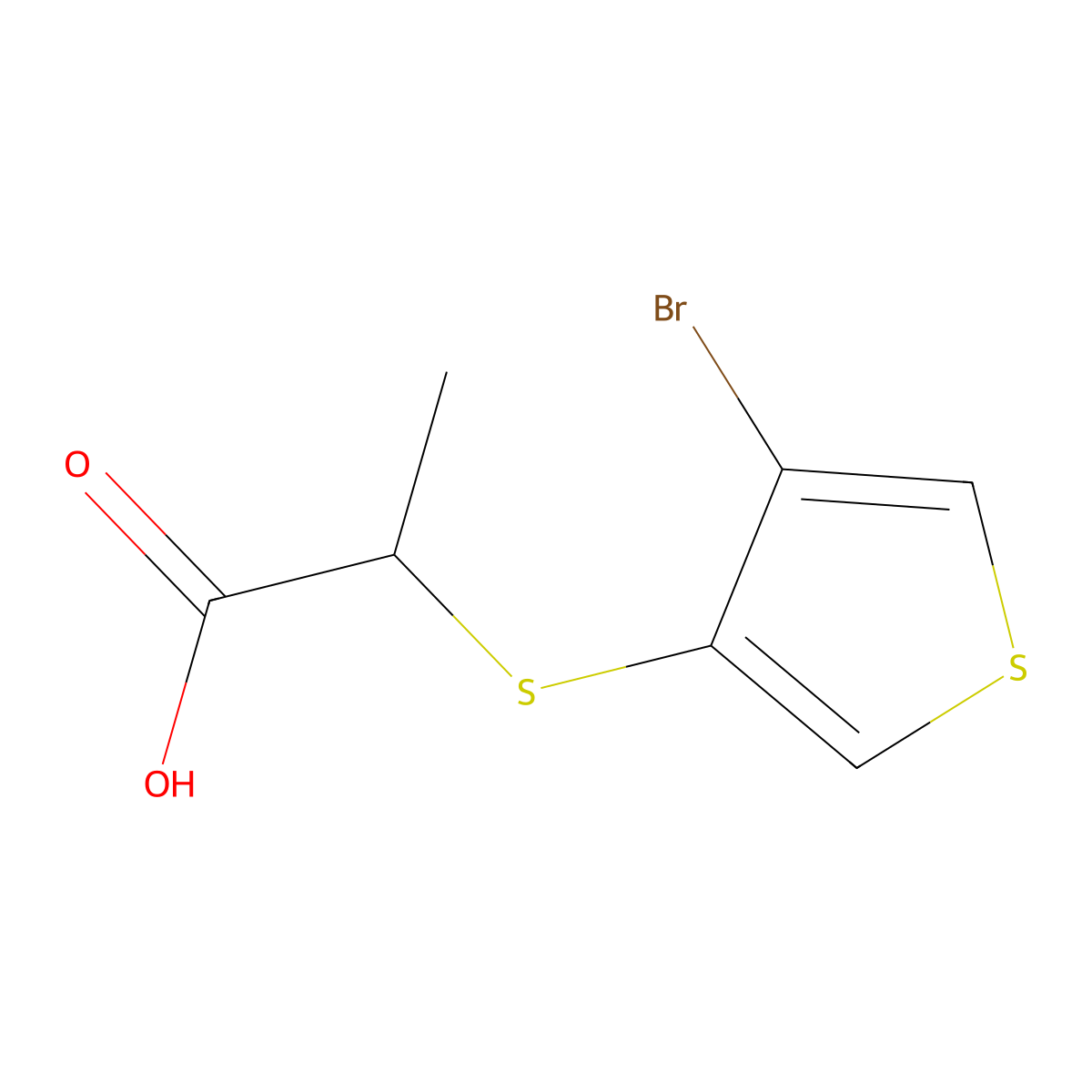 2-((4-Bromo-3-thienyl)thio)propanoic acid molecular structure, CAS 86004-64-0