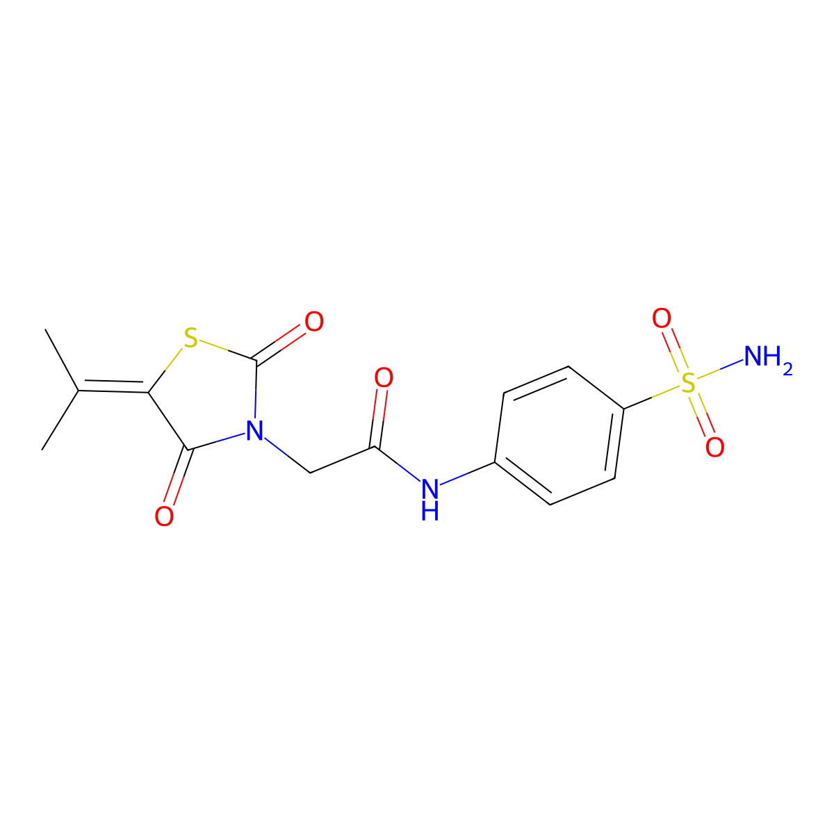 2-[2,4-dioxo-5-(propan-2-ylidene)-1,3-thiazolidin-3-yl]-N-(4-sulfamoylphenyl)acetamide molecular structure, CAS 860134-82-3