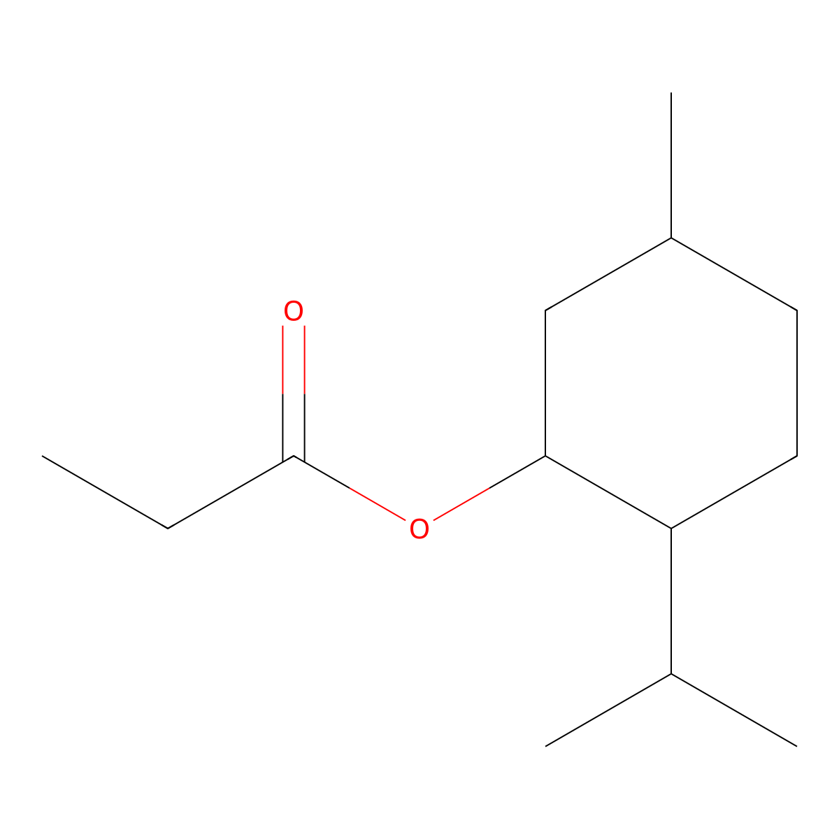 Menthyl propionate molecular structure, CAS 86014-82-6