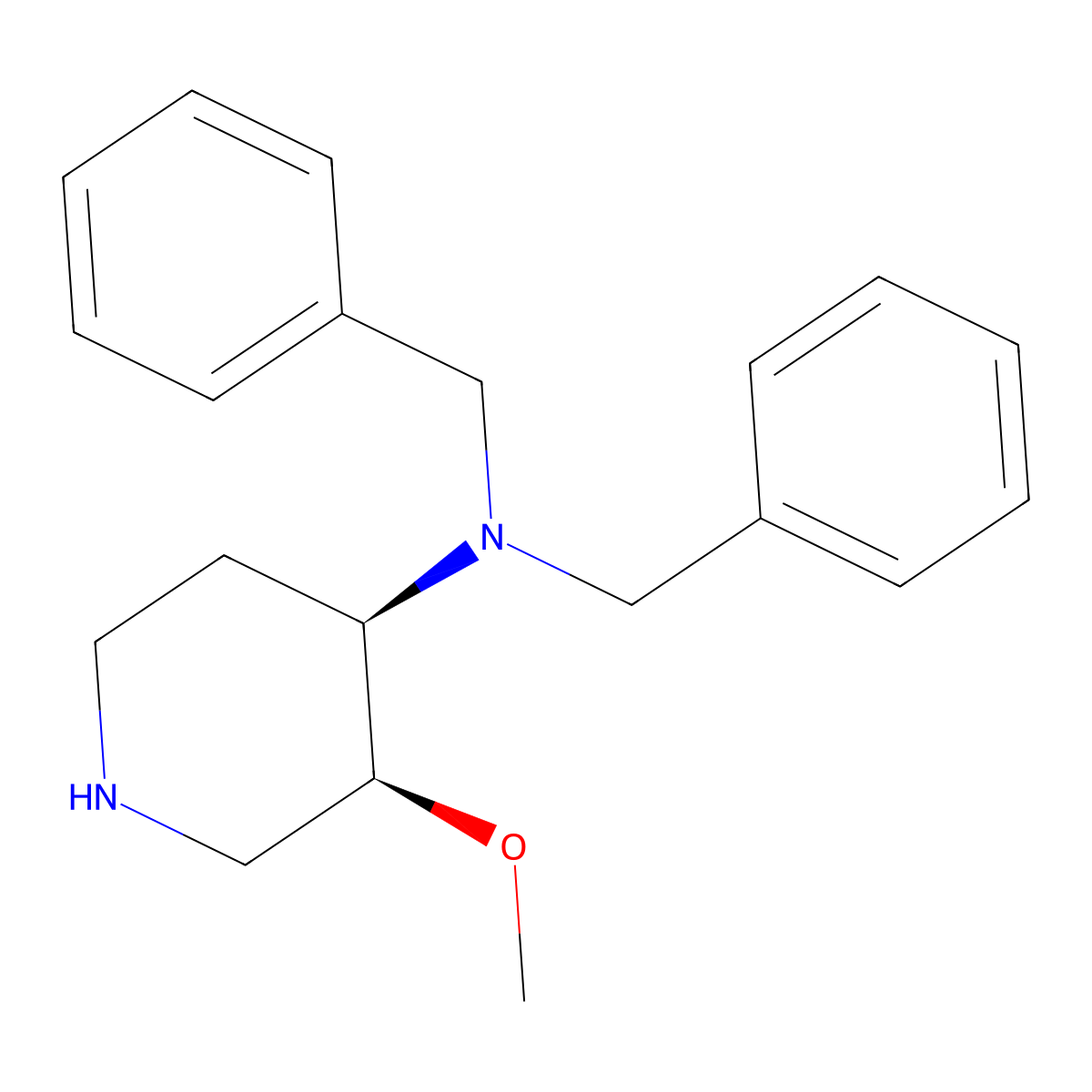 (3S,4R)-N,N-dibenzyl-3-methoxypiperidin-4-amine molecular structure, CAS 860169-74-0