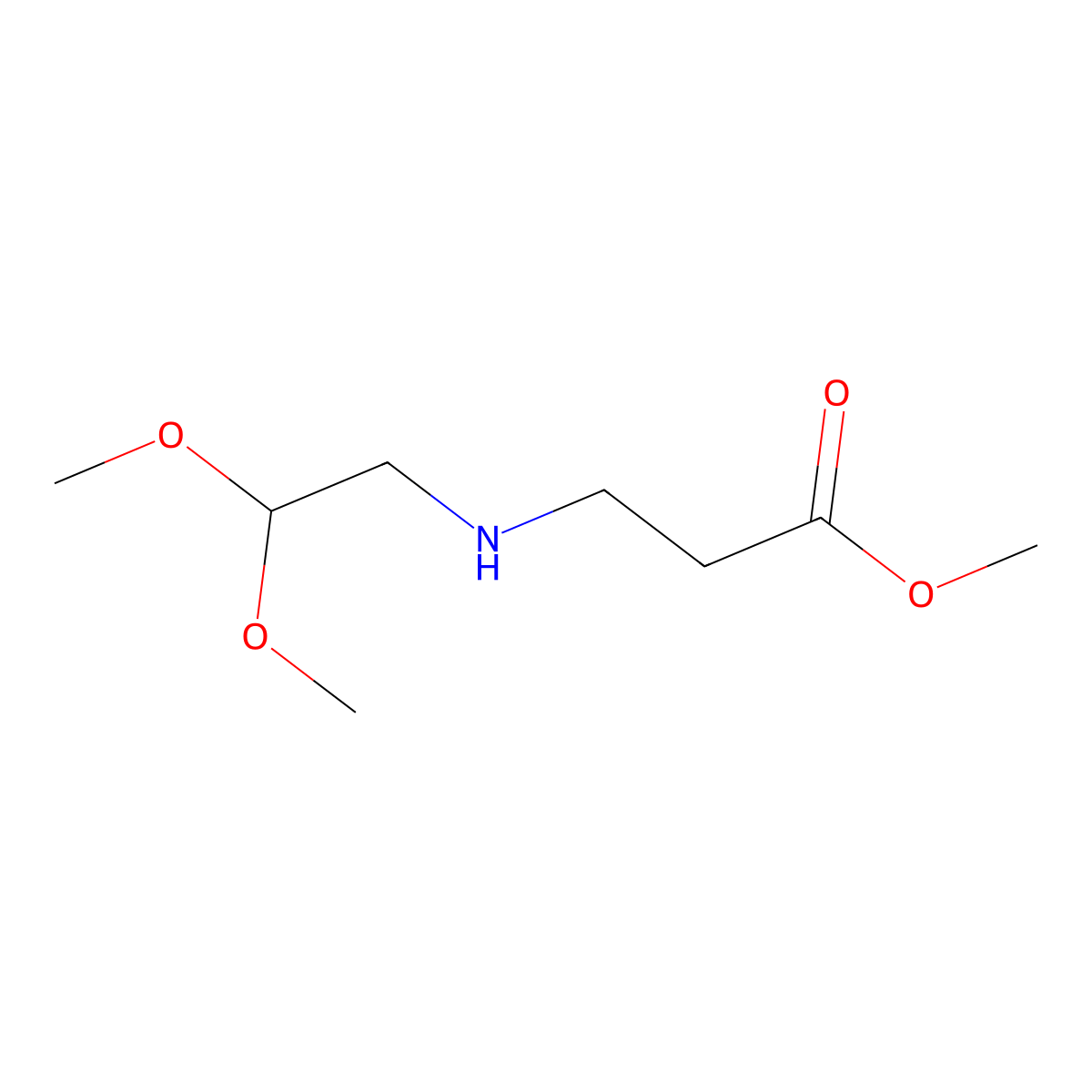 Methyl 3-((2,2-dimethoxyethyl)amino)propanoate molecular structure, CAS 86017-91-6