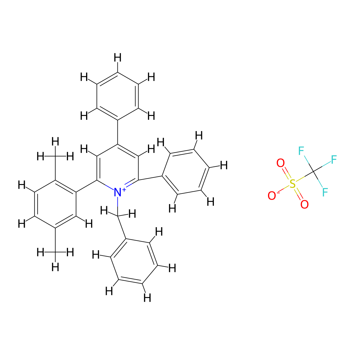 1-Benzyl-2-(2,5-dimethylphenyl)-4,6-diphenylpyridin-1-ium trifluoromethanesulfonate molecular structure, CAS 86018-79-3