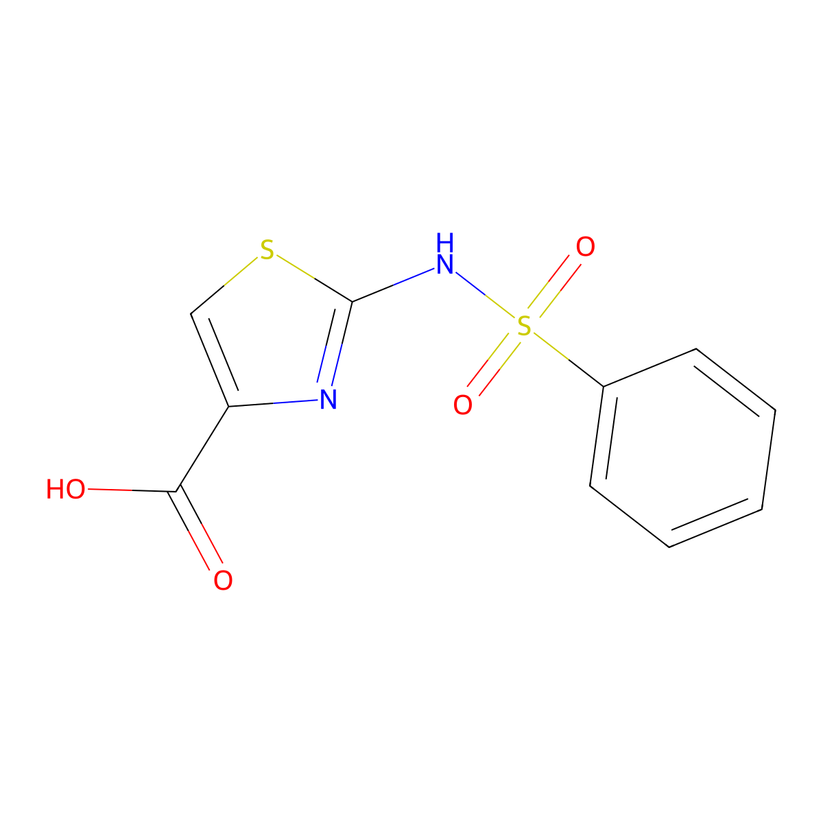 2-[(Phenylsulfonyl)amino]-1,3-thiazole-4-carboxylic acid molecular structure, CAS 860182-04-3