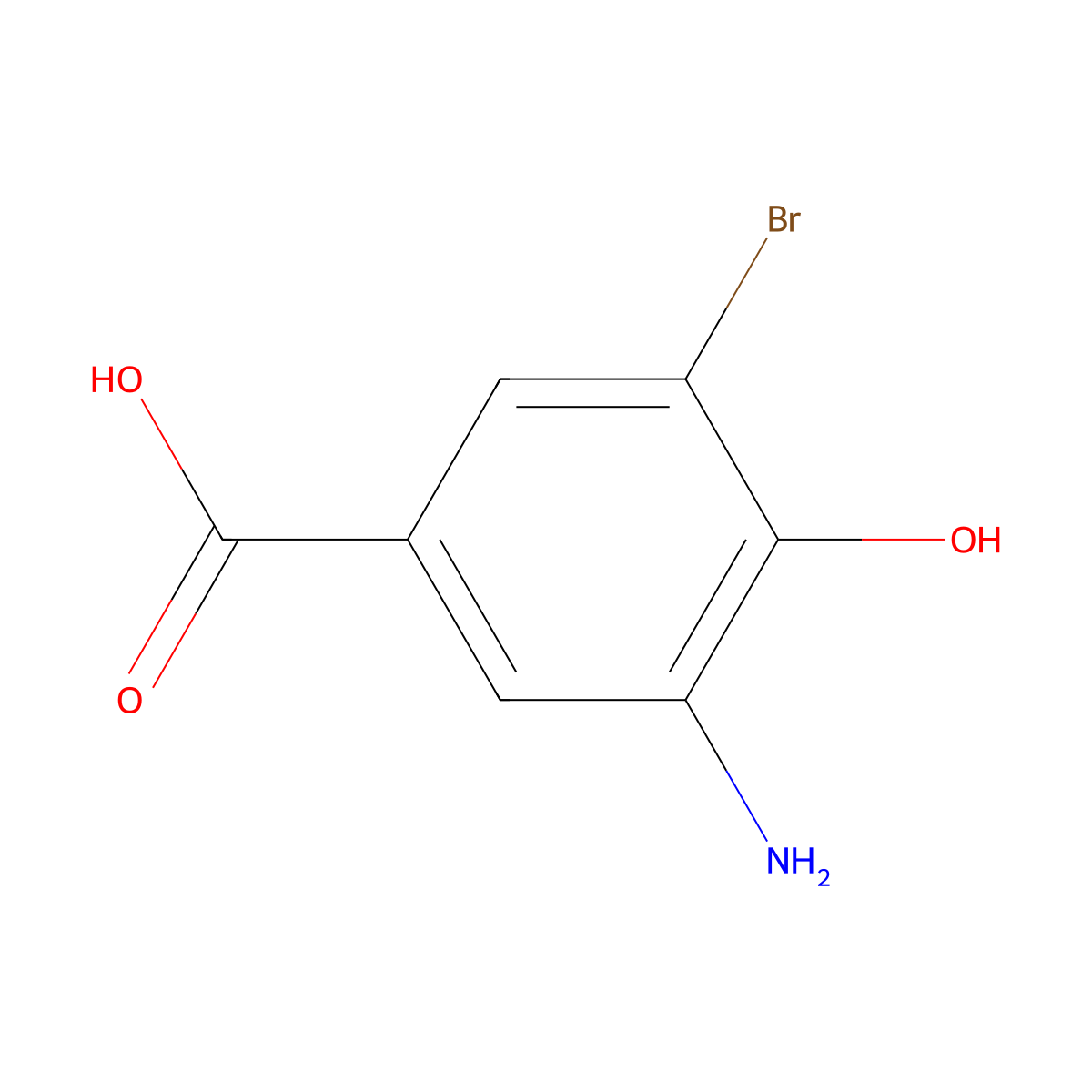 3-Amino-5-bromo-4-hydroxybenzoic acid molecular structure, CAS 860182-21-4