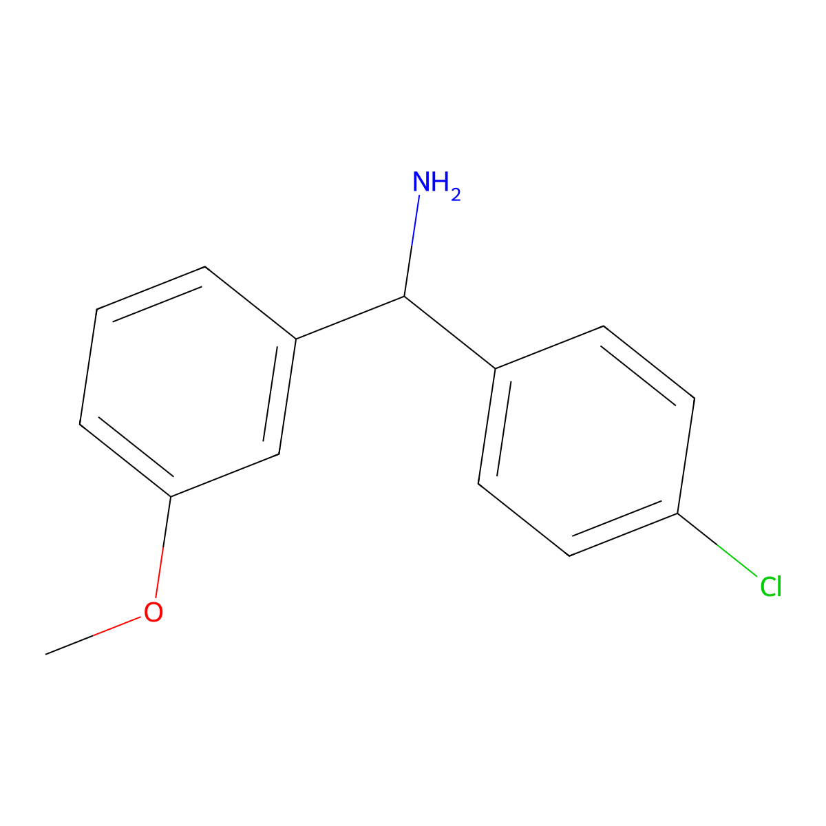 (4-Chlorophenyl)(3-methoxyphenyl)methanamine molecular structure, CAS 860183-08-0