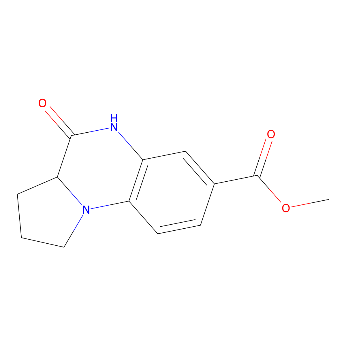 Methyl 4-oxo-1,2,3,3a,4,5-hexahydropyrrolo[1,2-a]quinoxaline-7-carboxylate molecular structure, CAS 860189-19-1