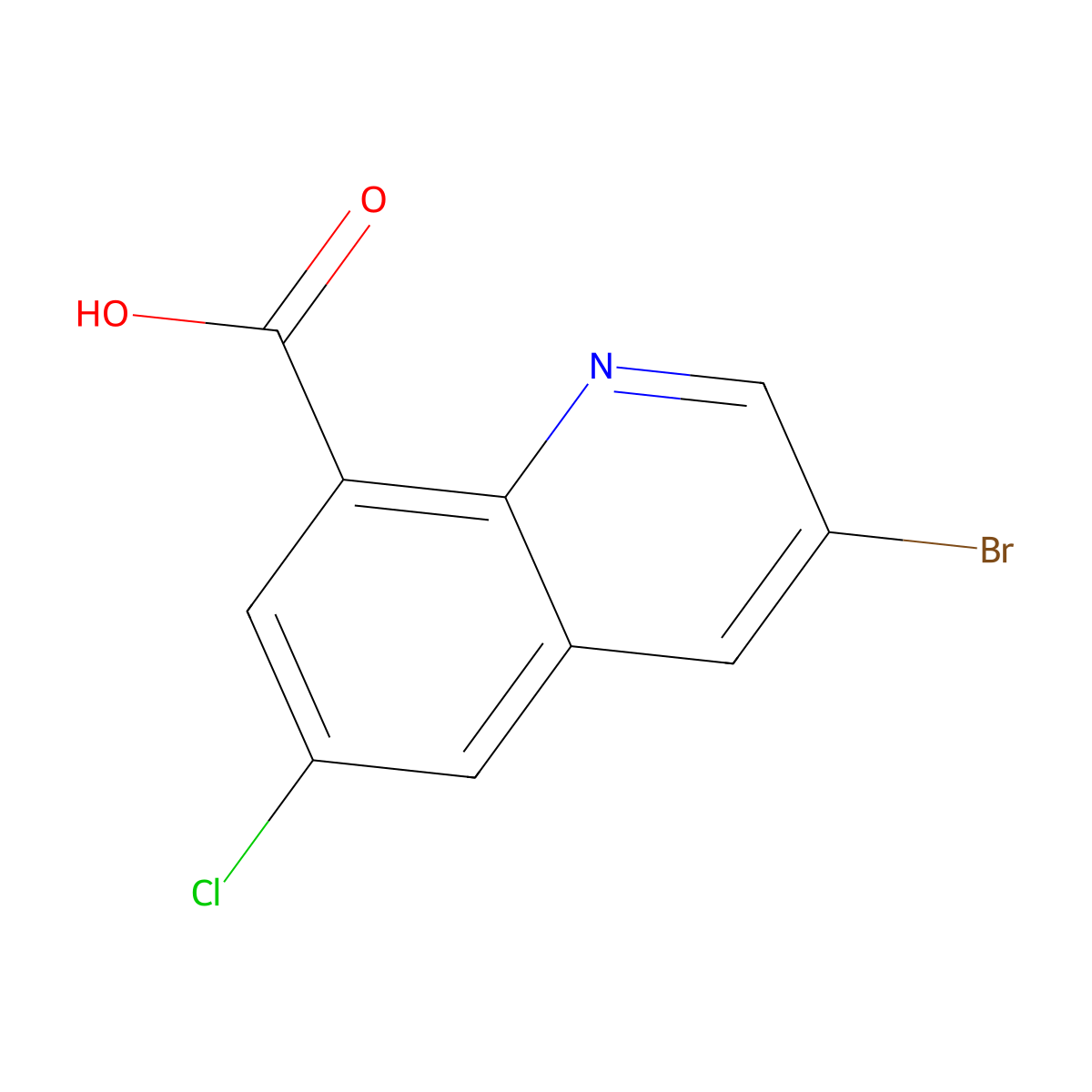 3-Bromo-6-chloroquinoline-8-carboxylic acid molecular structure, CAS 860206-90-2