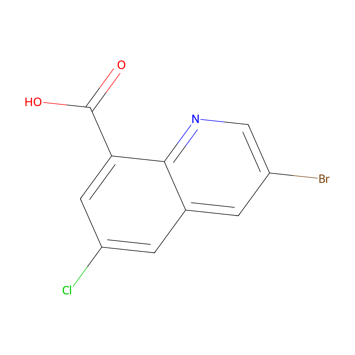 3-Bromo-6-chloroquinoline-8-carboxylic acid molecular structure, CAS 860206-90-2
