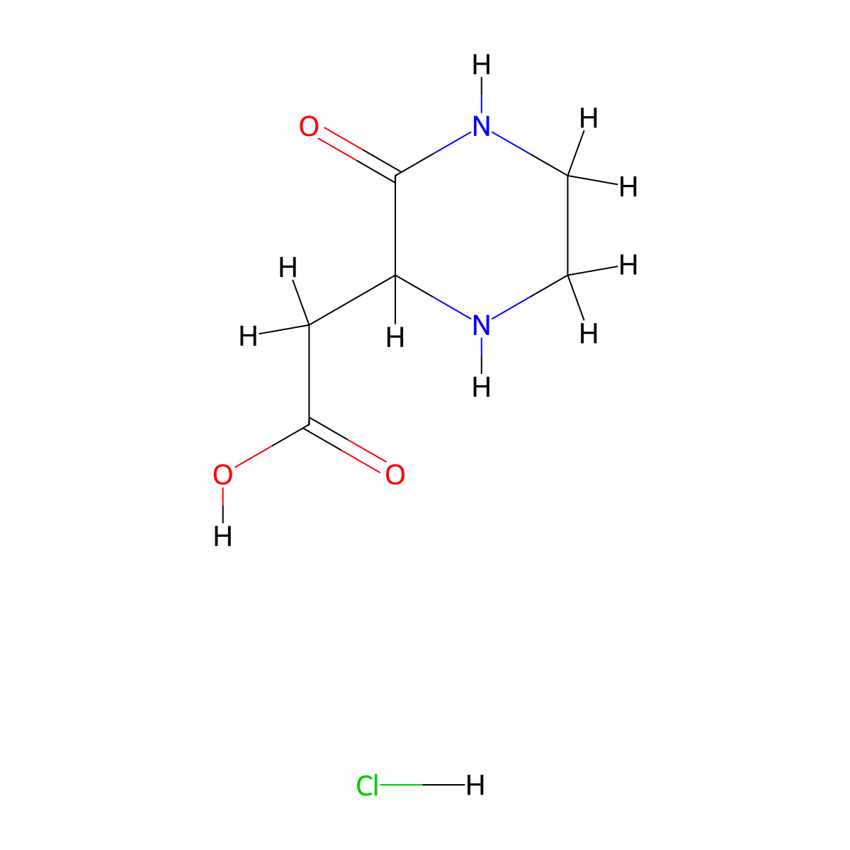 2-(3-Oxopiperazin-2-yl)acetic acid hydrochloride molecular structure, CAS 860225-12-3