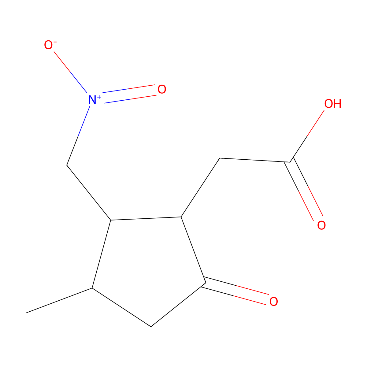 2-((1R,2S,3R)-3-methyl-2-(nitromethyl)-5-oxocyclopentyl)acetic acid molecular structure, CAS 86023-17-8