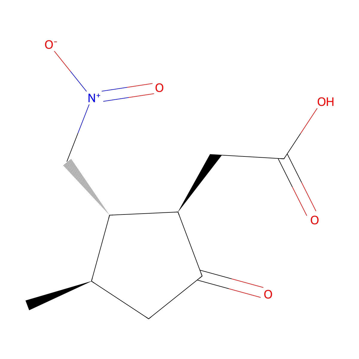 2-((1R,2S,3R)-3-methyl-2-(nitromethyl)-5-oxocyclopentyl)acetic acid molecular structure, CAS 86023-17-8