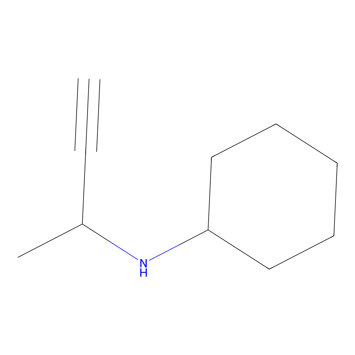 N-(1-methylprop-2-yn-1-yl)cyclohexanamine molecular structure, CAS 86024-88-6