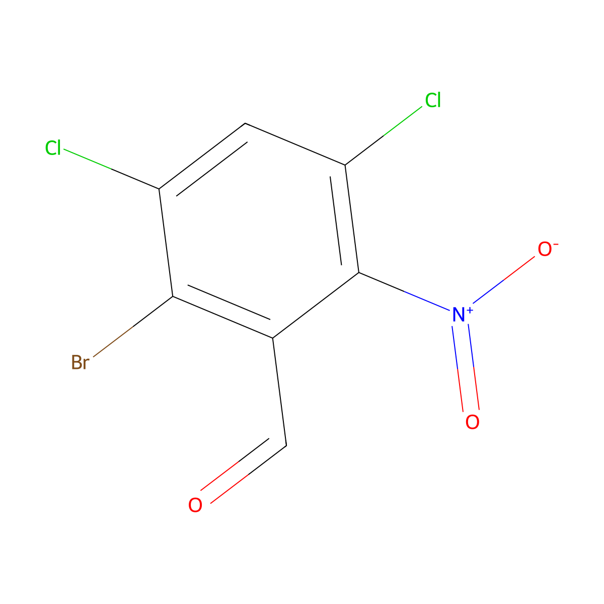 2-Bromo-3,5-dichloro-6-nitrobenzaldehyde molecular structure, CAS 860243-08-9