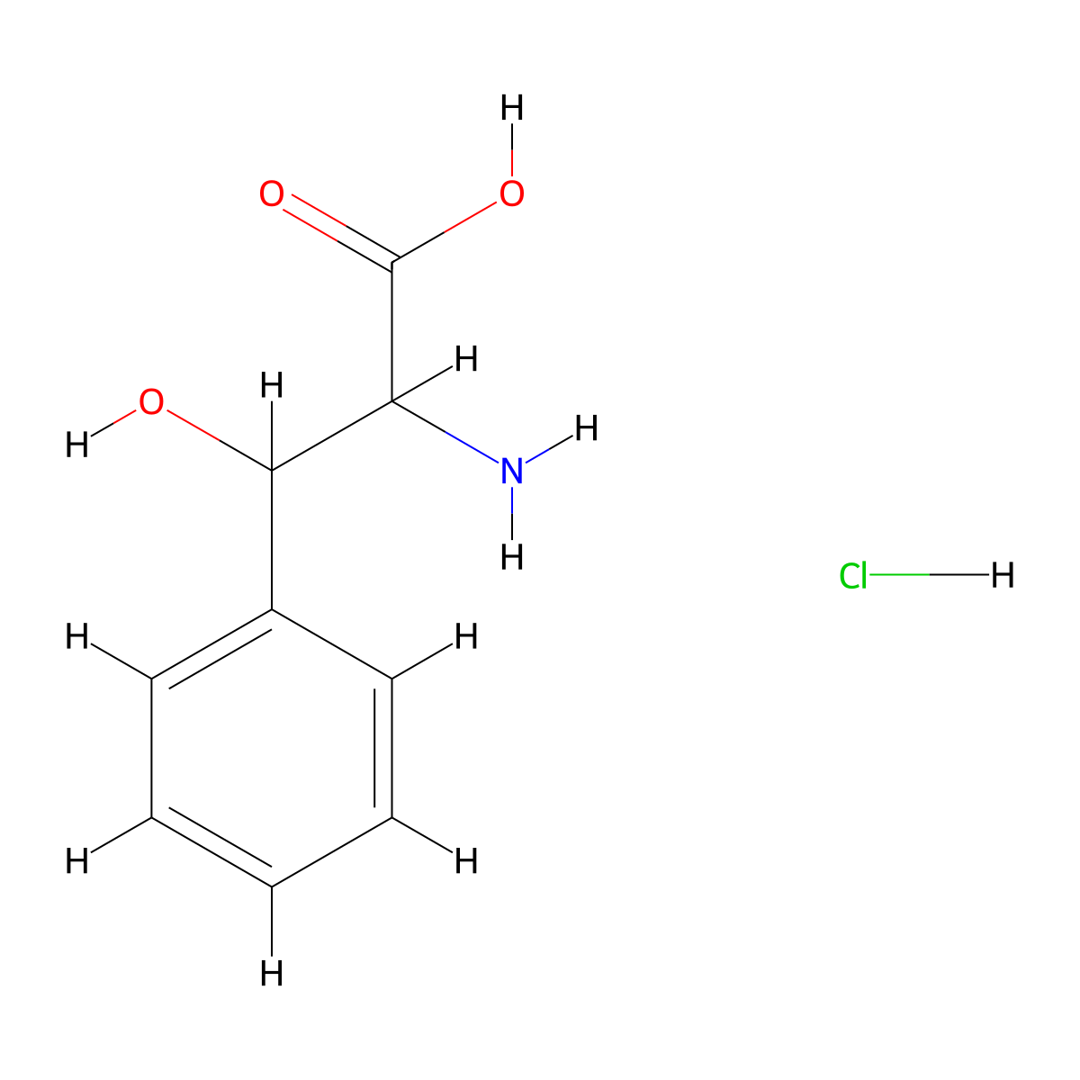 2-Amino-3-hydroxy-3-phenylpropanoic acid hydrochloride molecular structure, CAS 860252-29-5