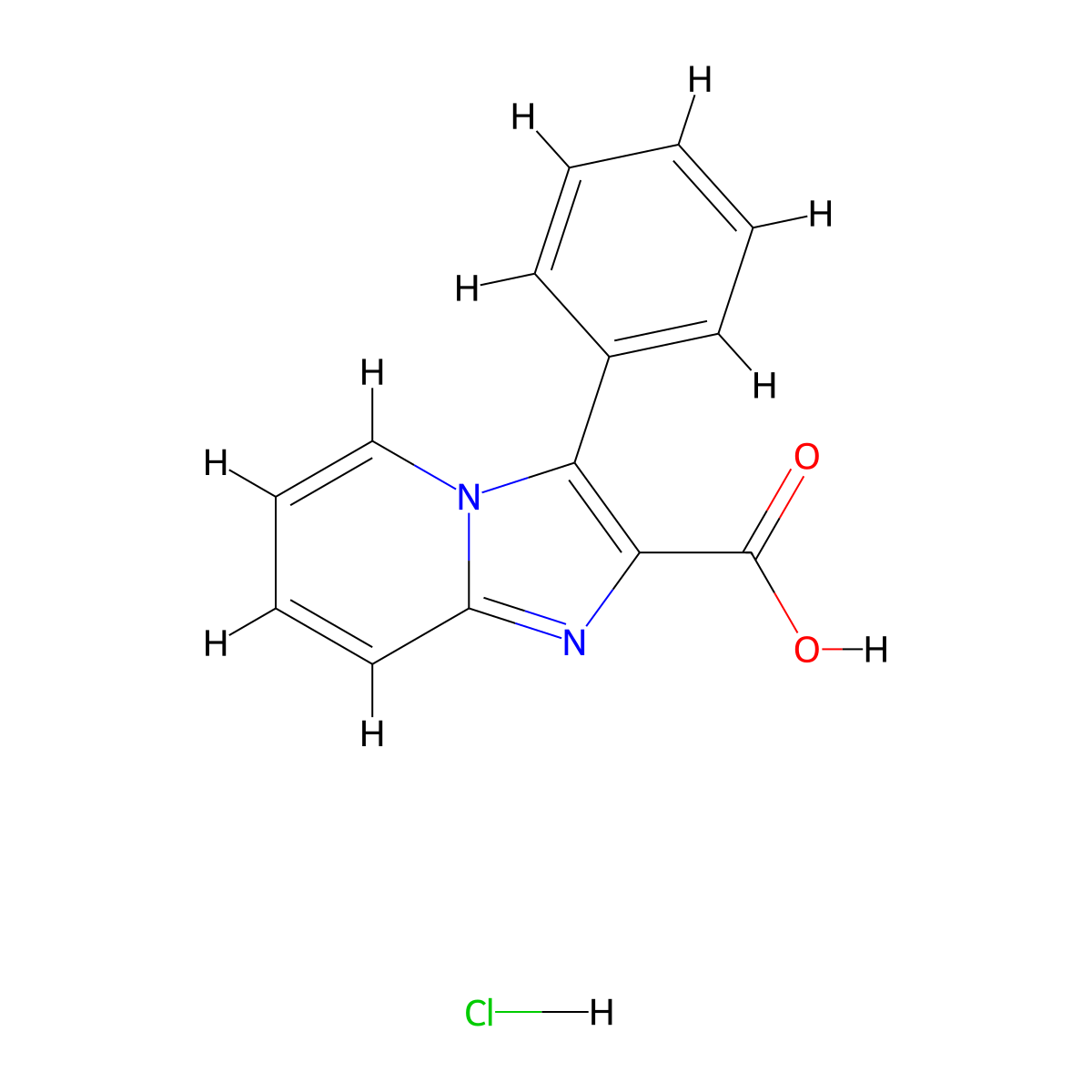 3-Phenylimidazo[1,2-a]pyridine-2-carboxylic acid hydrochloride molecular structure, CAS 860258-46-4