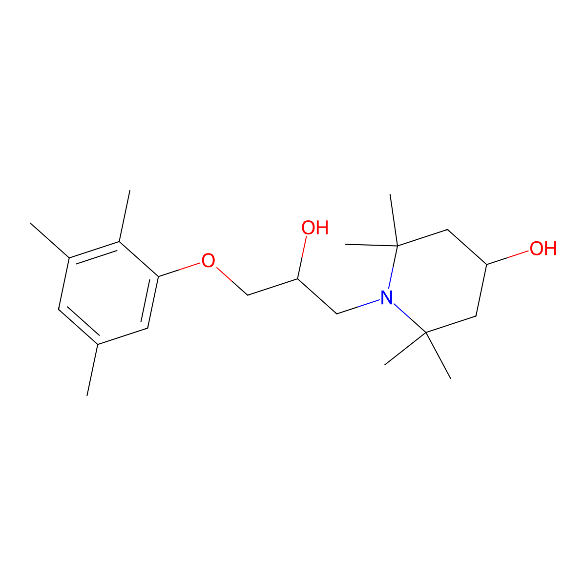 1-(2-Hydroxy-3-(2,3,5-trimethylphenoxy)propyl)-2,2,6,6-tetramethylpiperidin-4-ol molecular structure, CAS 860274-85-7