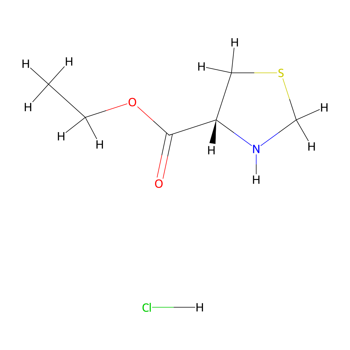 Ethyl L-thiazolidine-4-carboxylate hydrochloride molecular structure, CAS 86028-91-3