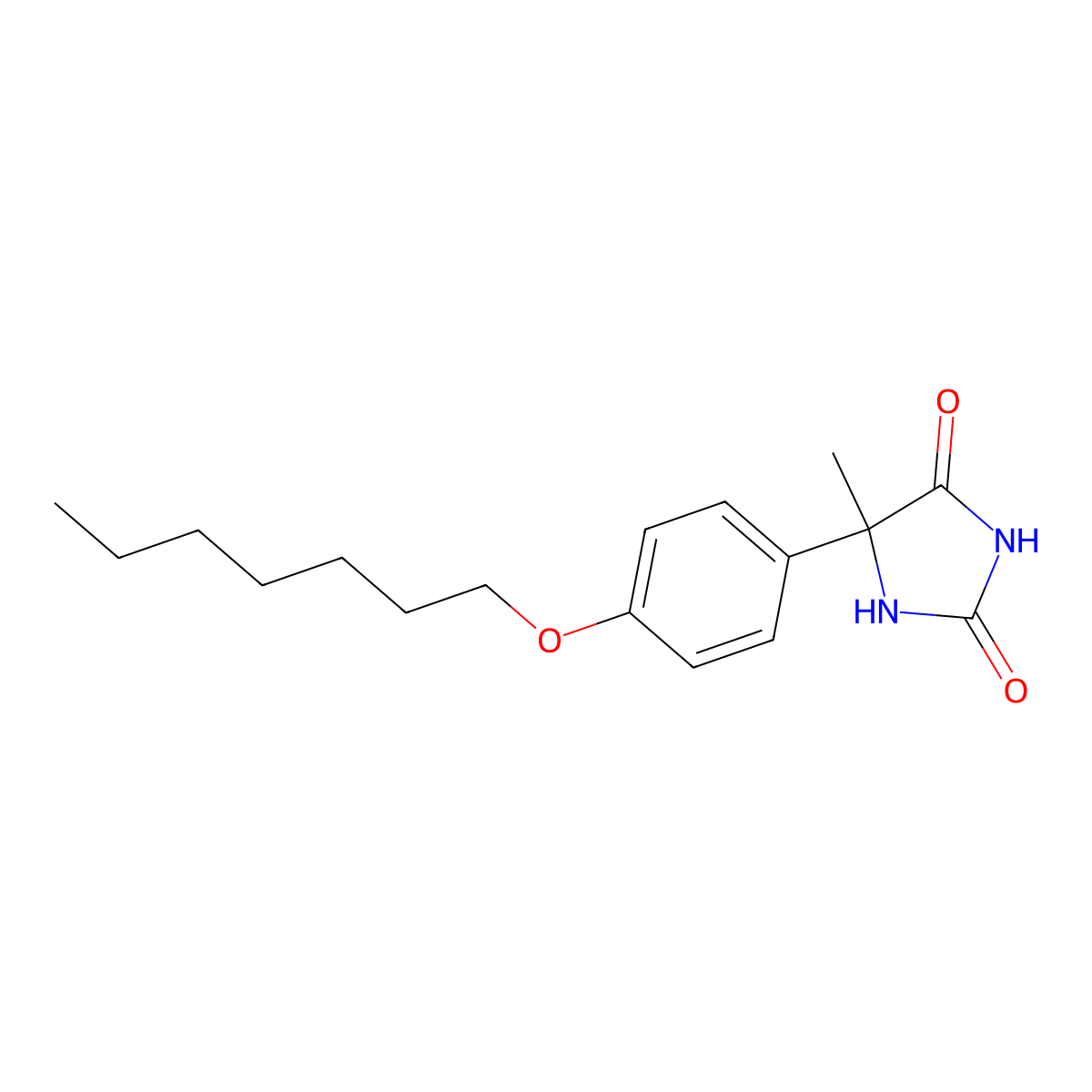5-(4-Heptoxyphenyl)-5-methylimidazolidine-2,4-dione molecular structure, CAS 86029-52-9
