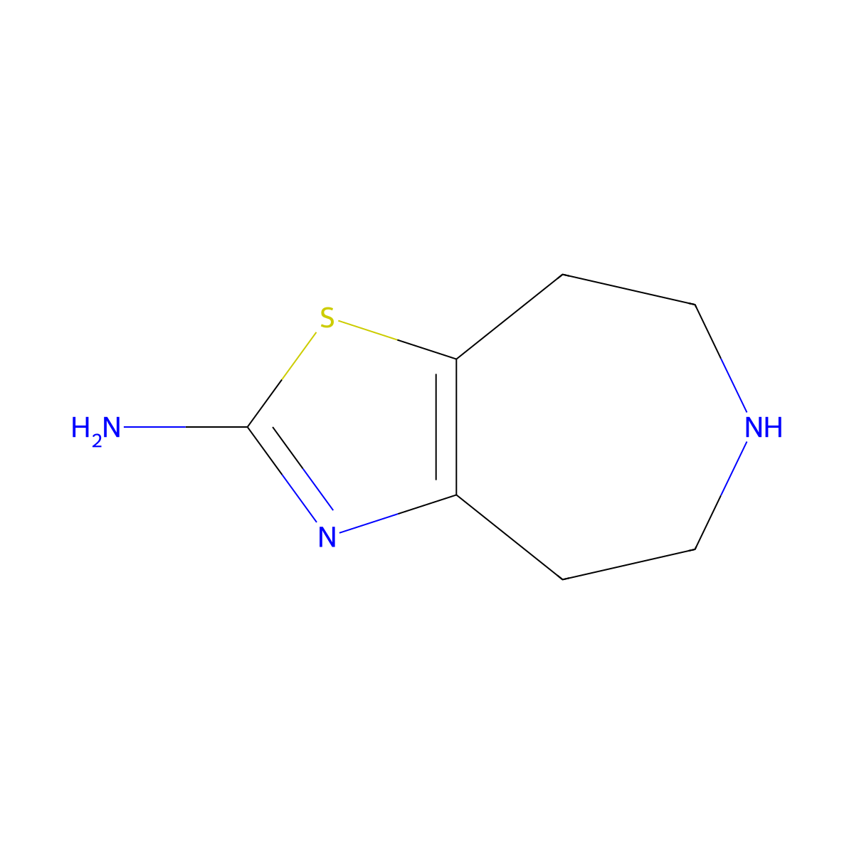 2-Amino-4,5,6,7,8-pentahydrothiazolo[5,4-d]azepine molecular structure, CAS 86029-68-7