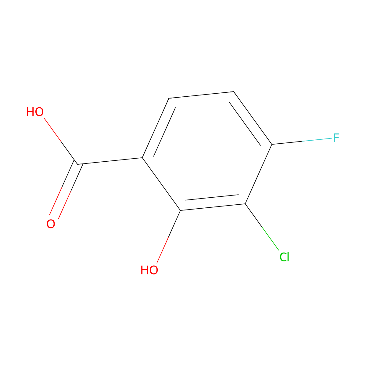 3-Chloro-4-fluoro-2-hydroxybenzoic acid molecular structure, CAS 860296-14-6